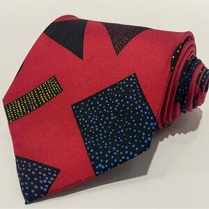 Nadia Roden 100% Silk Handmade Tie Pink Black Geometric Abstract Polka Dot Retro